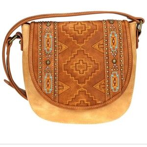 NWT Montana West Women’s Aztec collection saddle bag-brown